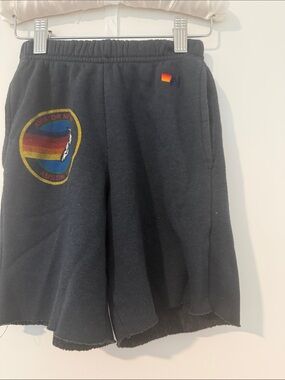Aviator Nation Black Shorts with Rainbow Patch